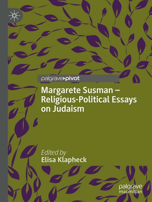 Title details for Margarete Susman--Religious-Political Essays on Judaism by Elisa Klapheck - Wait list
